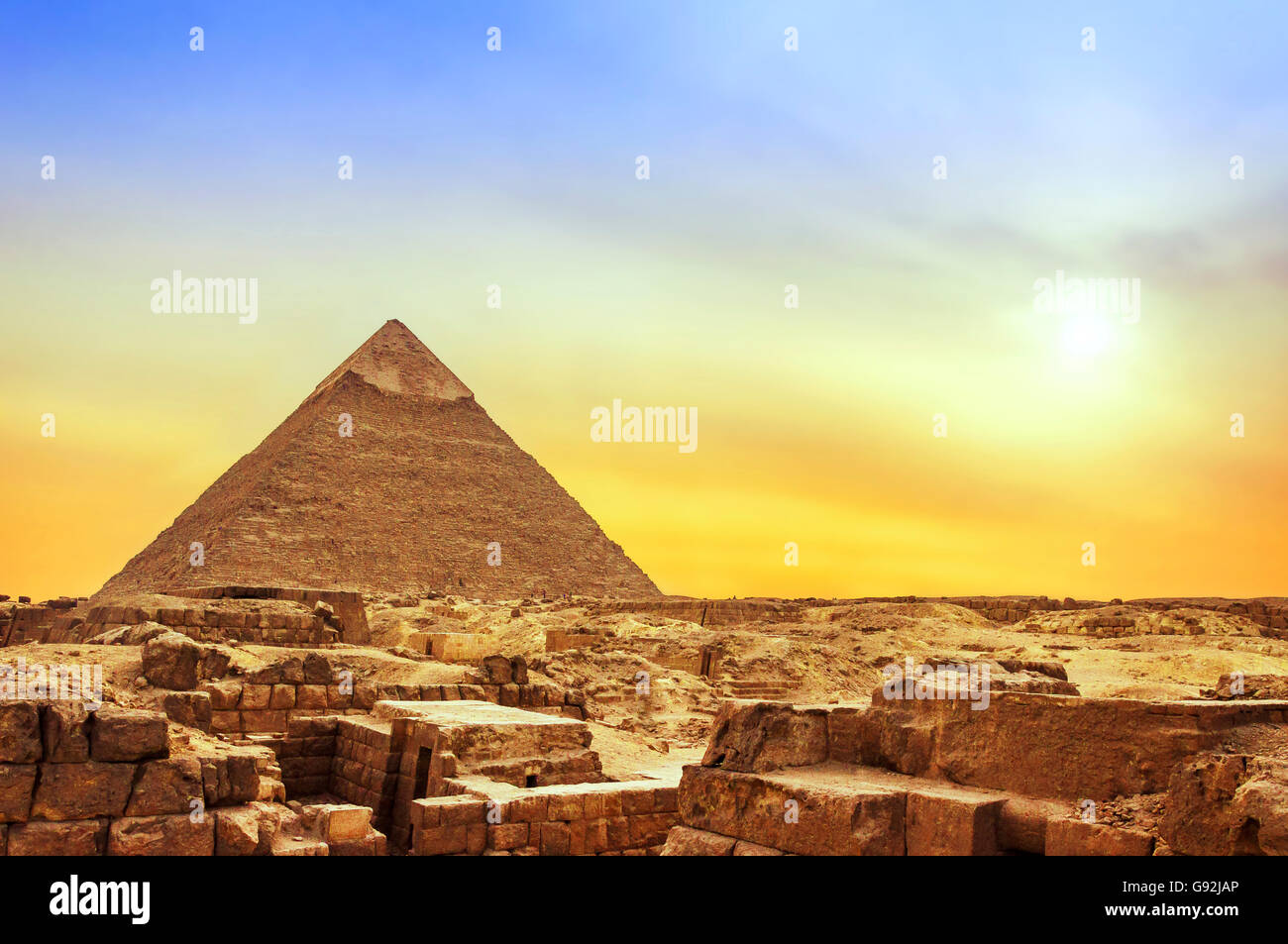 The Ancient Egyptian Famous Pyramid of Giza at Sunset Stock Photo - Alamy
