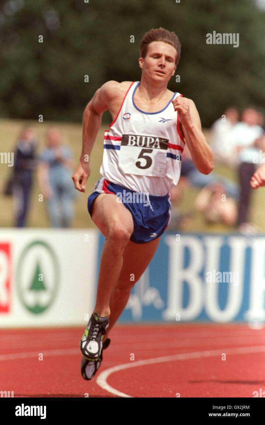 Athletics AAA Championships Birmingham. Roger Black on his way to