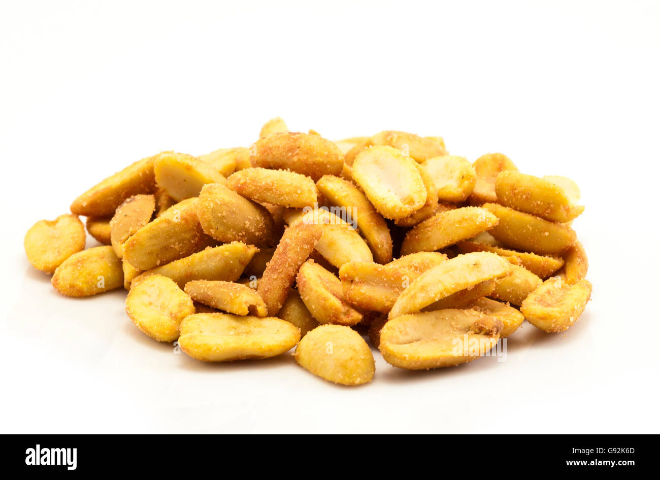 Salted Peanuts Pile on White Stock Photo