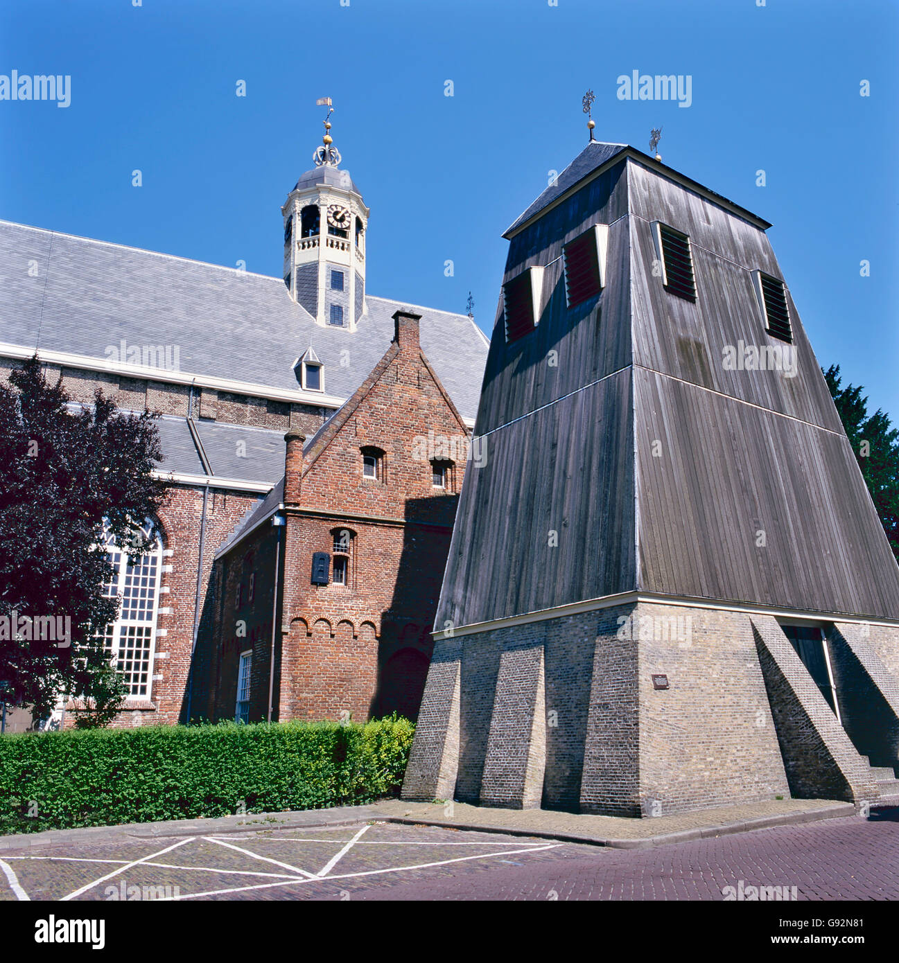 Martini church with separate belfry in Sneek, Friesland , Holland Stock Photo