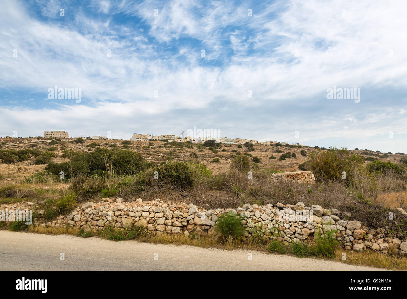 Reclamation of stony soil on the island of Malta is hard for small farmers. Stock Photo