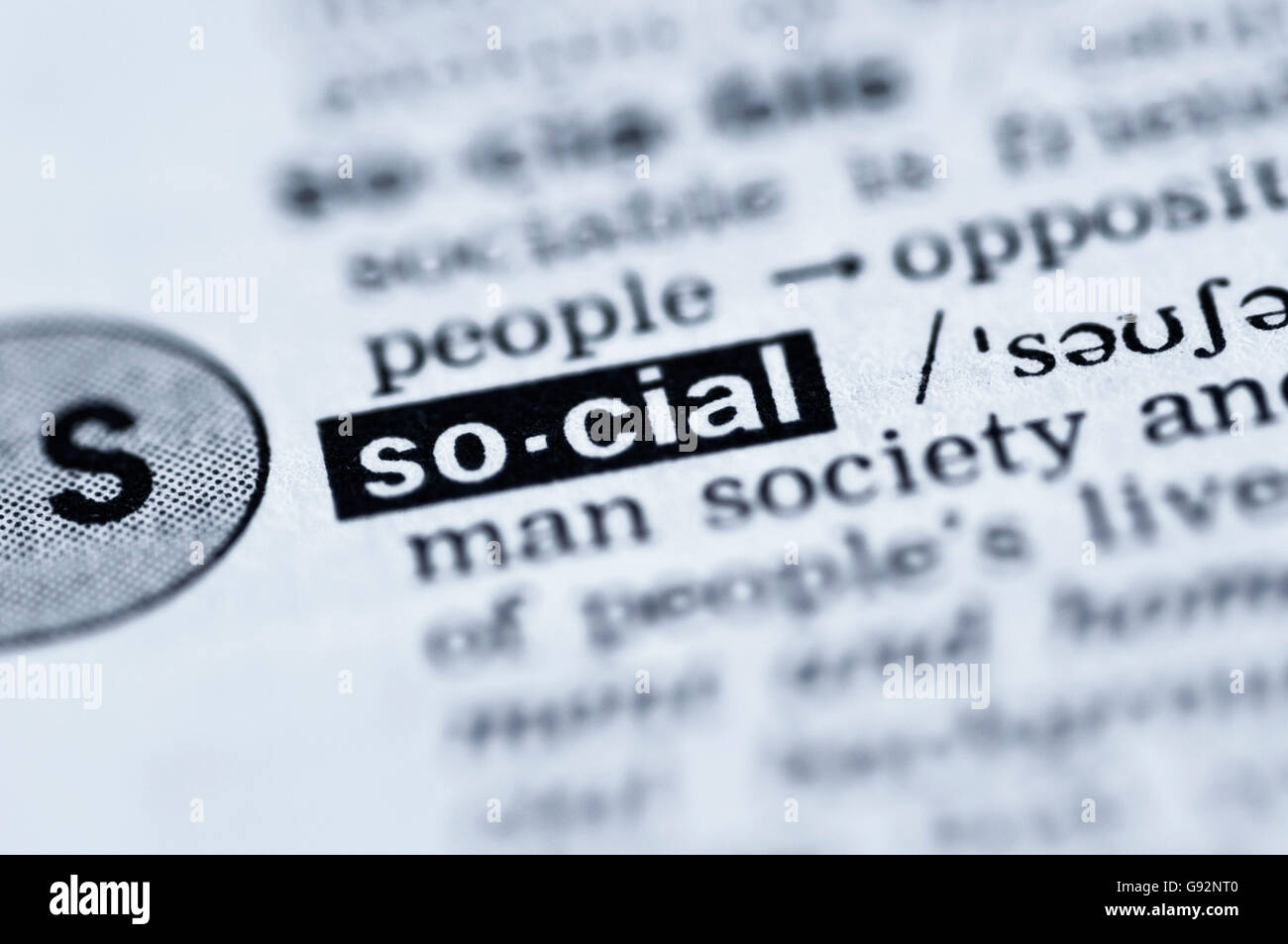An Open Page of A Dictionary on Social Definition Stock Photo Alamy