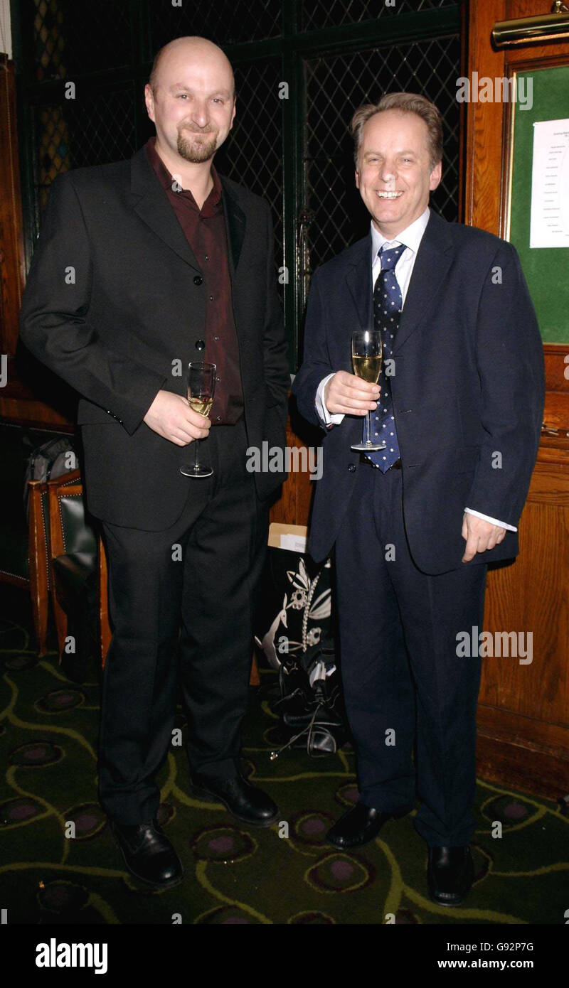 (Left to Right) Neil Marshall (winner of the Technical Achievement award for his direction of The Descent) and Nick Park (winner of the Alexander Walker Special award for his contribution to British film) attend the Evening Standard British Film Awards 2005 Dinner, at The Ivy Restaurant, Monday 30 January 2006. The Constant Gardener was awarded Best Film, with Ralph Fiennes winning Best Actor. Natasha Richardson won Best Actress for her performance in Asylum. PRESS ASSOCIATION Photo. Photo credit should read: Yui Mok/PA Stock Photo