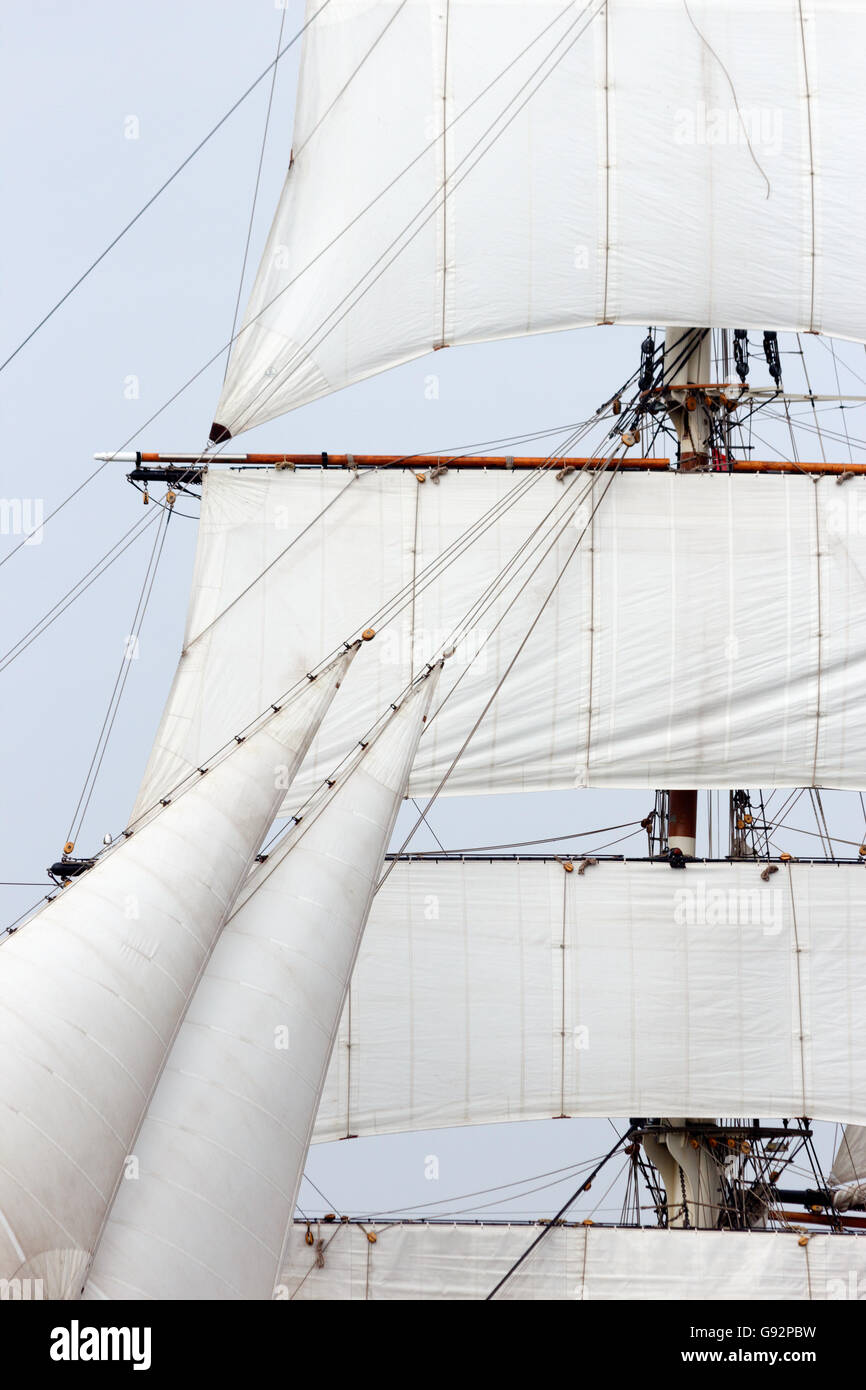 Vintage sailing ship mast Stock Photo