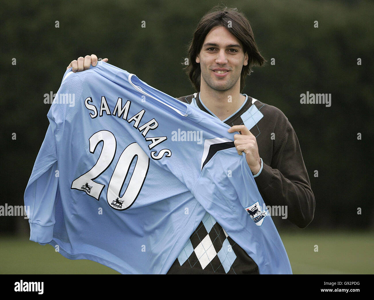 Manchester City's new signing Georgios Samaras poses for the media during a photocall at the Carrington Training Ground, Manchester, Tuesday January 31, 2006. PRESS ASSOCIATION Photo. Photo credit should read: Martin Rickett/PA. Stock Photo