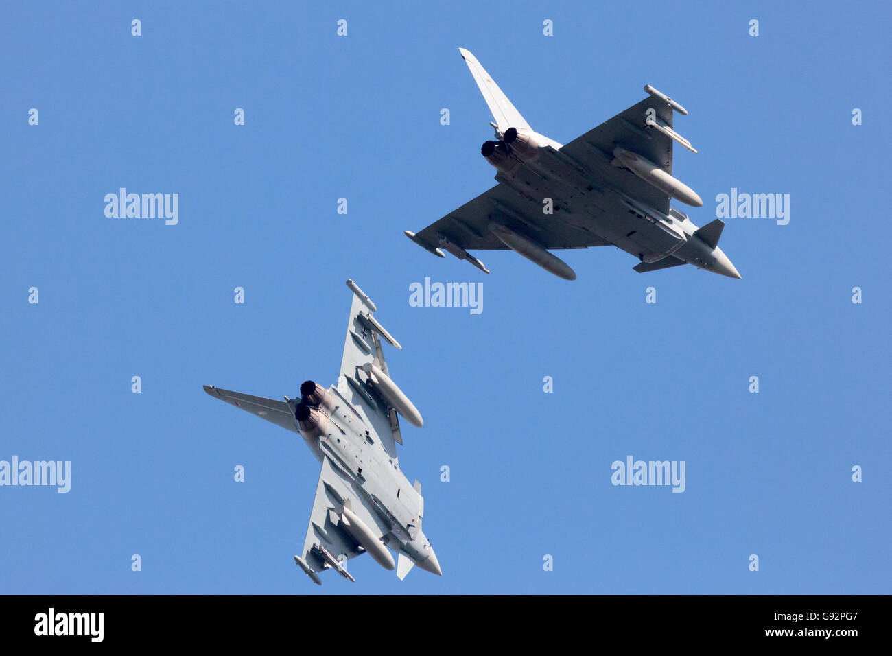 German Air Force EF2000 Eurofighter's flyby during the exercise Frisian Flag. Stock Photo