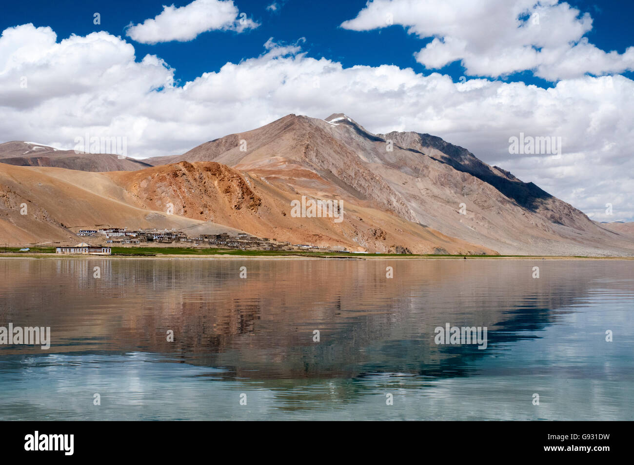 Tso Moriri, a remote high-altitude lake on the Tibetan plateau in Ladakh, northern India Stock Photo