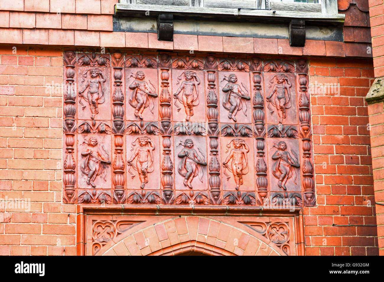 Ornamental brickwork at Wightwick Manor, Wolverhampton, West Midlands, England, UK Stock Photo