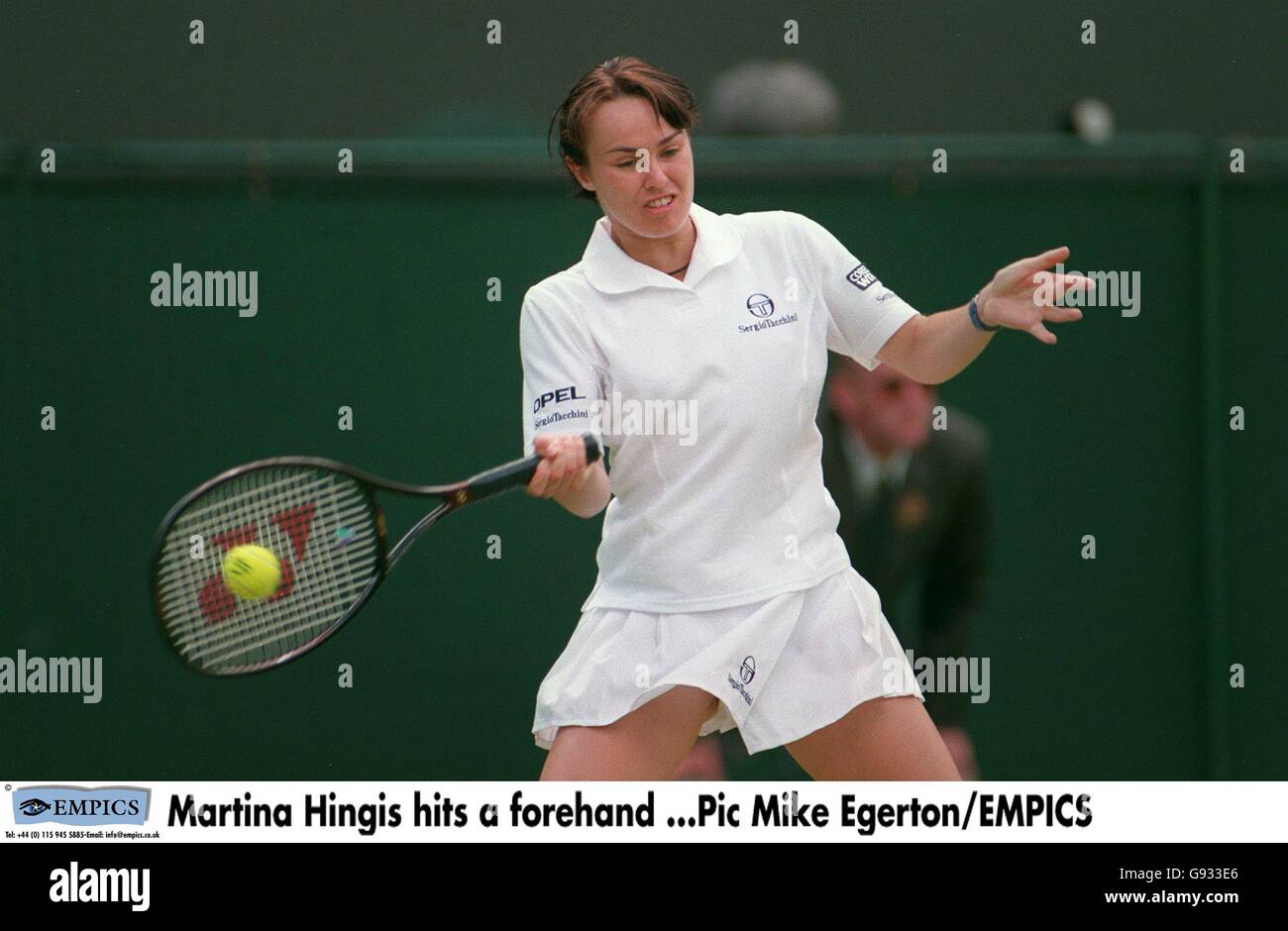 Tennis - Wimbledon Championship - Women's Singles - Round Three - Martina Hingis v Elena Likhovtseva Stock Photo