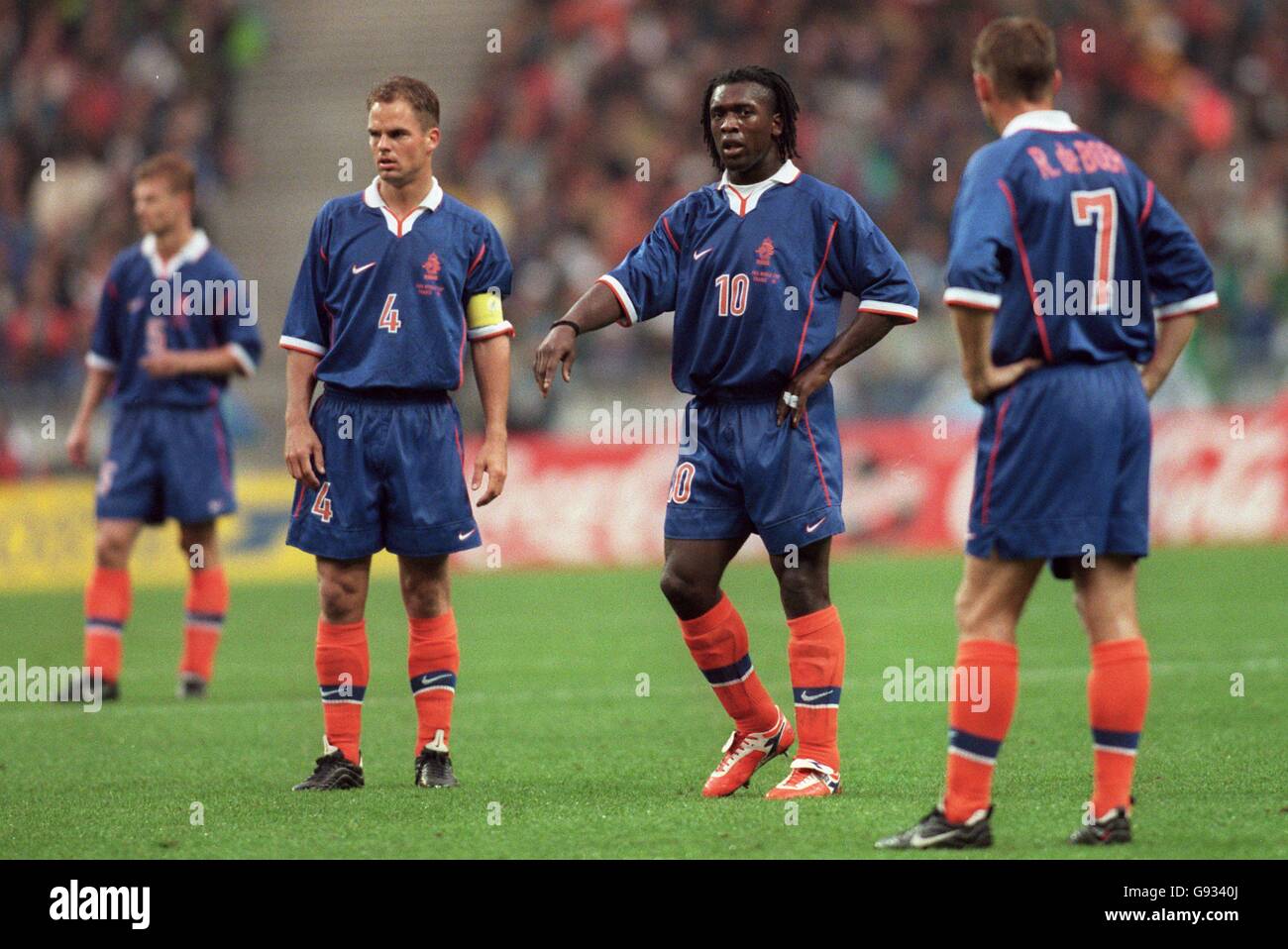 Soccer - World Cup France 98 - Group E - Holland v Belgium. Holland's Frank De Boer (left), Clarence Seedorf (centre) and Ronald De Boer (right) Stock Photo