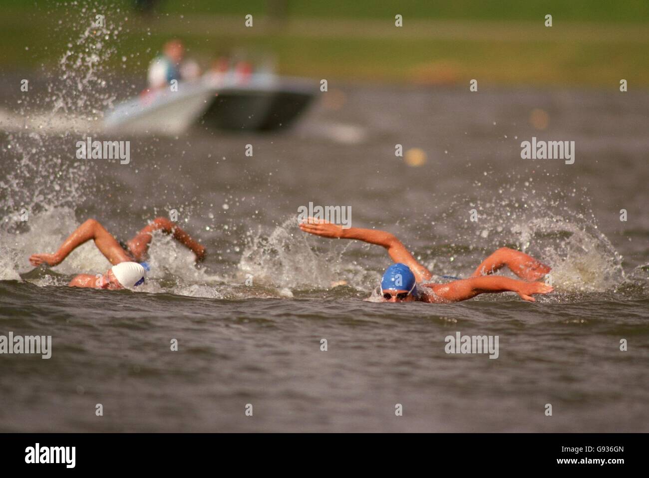 Swimming - Euro Long Distance Swimming Cup - Holme Pierrepoint, Nottingham. The loading pack in the Men's 5km Race Stock Photo
