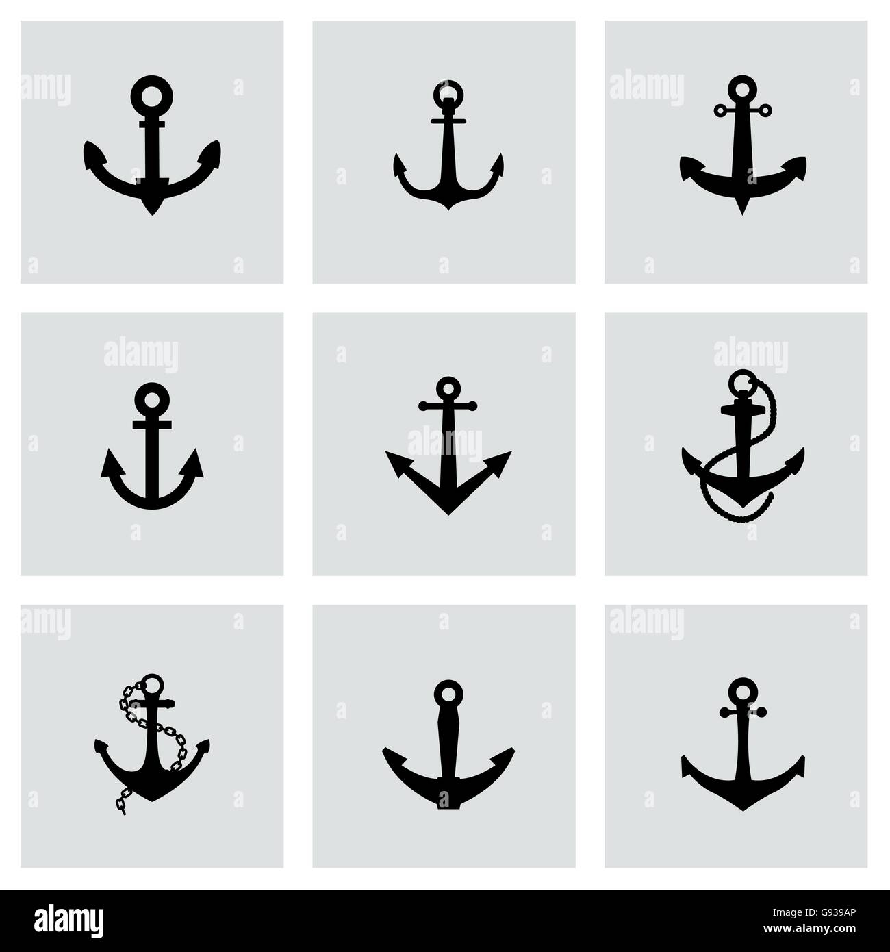 Vector black anchor icon set Stock Vector Image & Art - Alamy