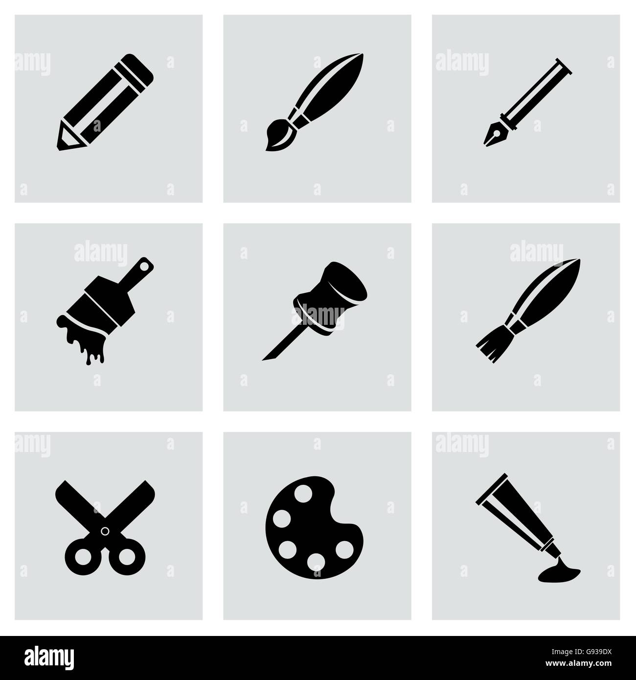 Vector black art tool icon set Stock Vector Image & Art - Alamy