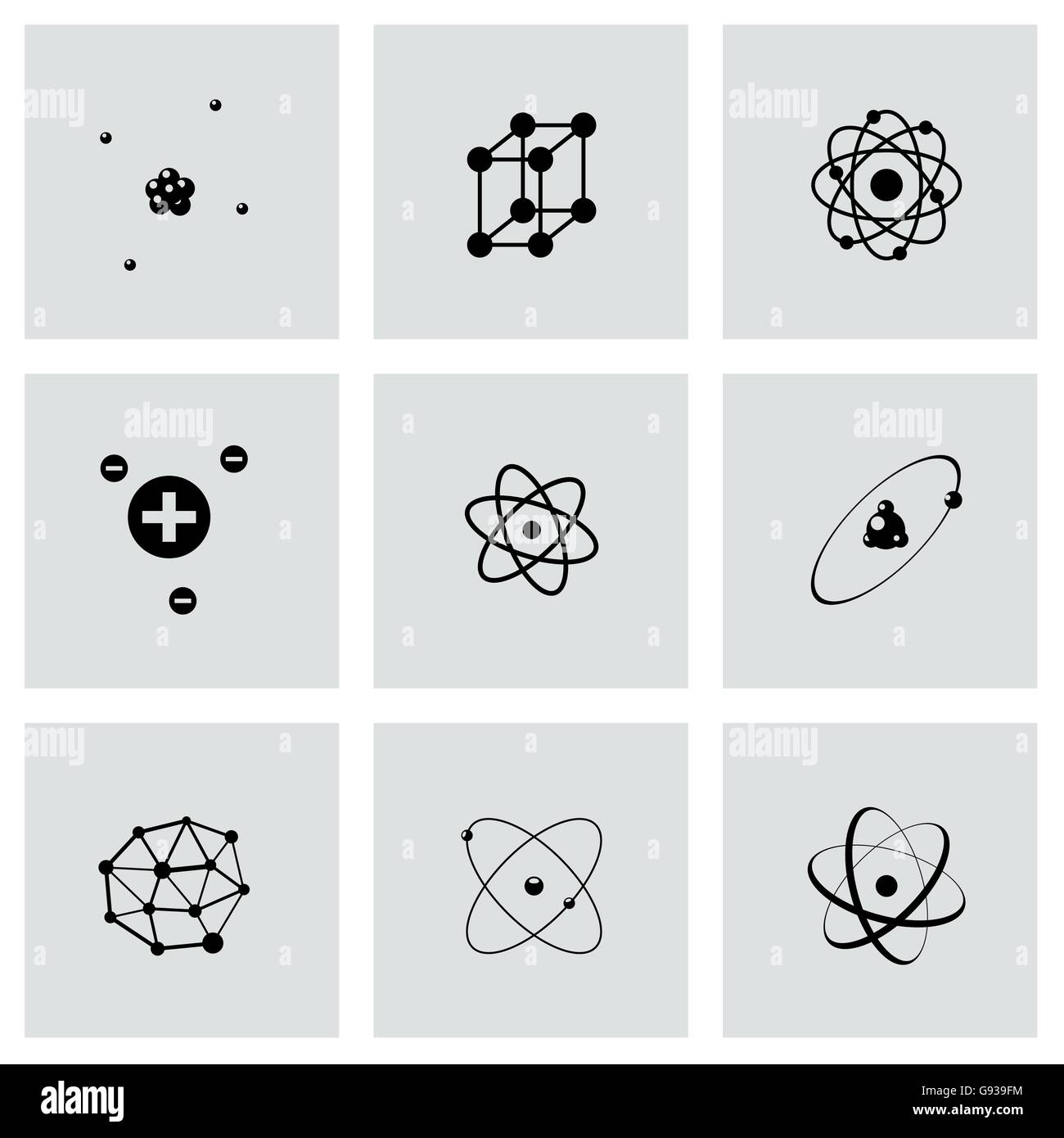 Vector black atom icon set Stock Vector Image & Art - Alamy