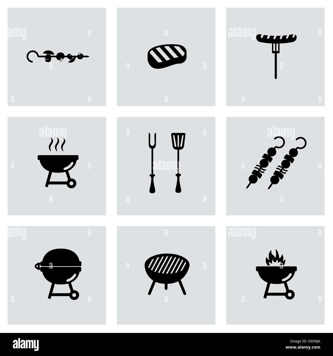 Vector black barbecue icon set Stock Vector Image & Art - Alamy