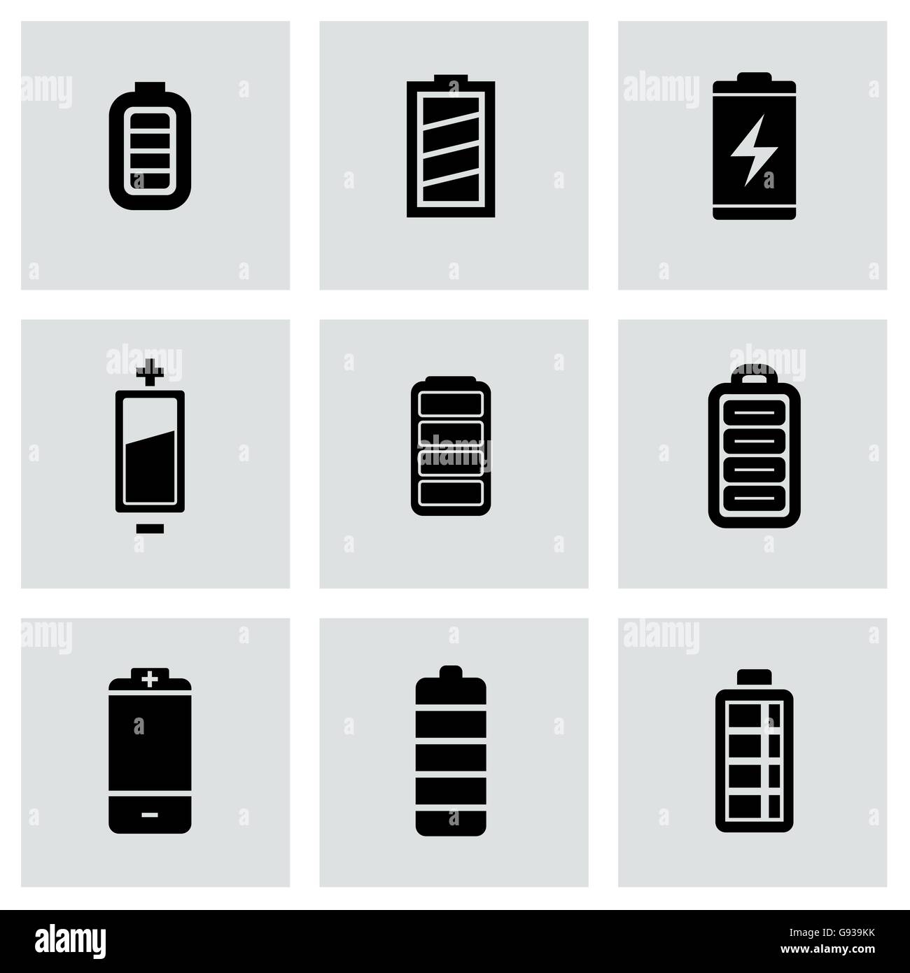 Vector black batery icon set Stock Vector Image & Art - Alamy