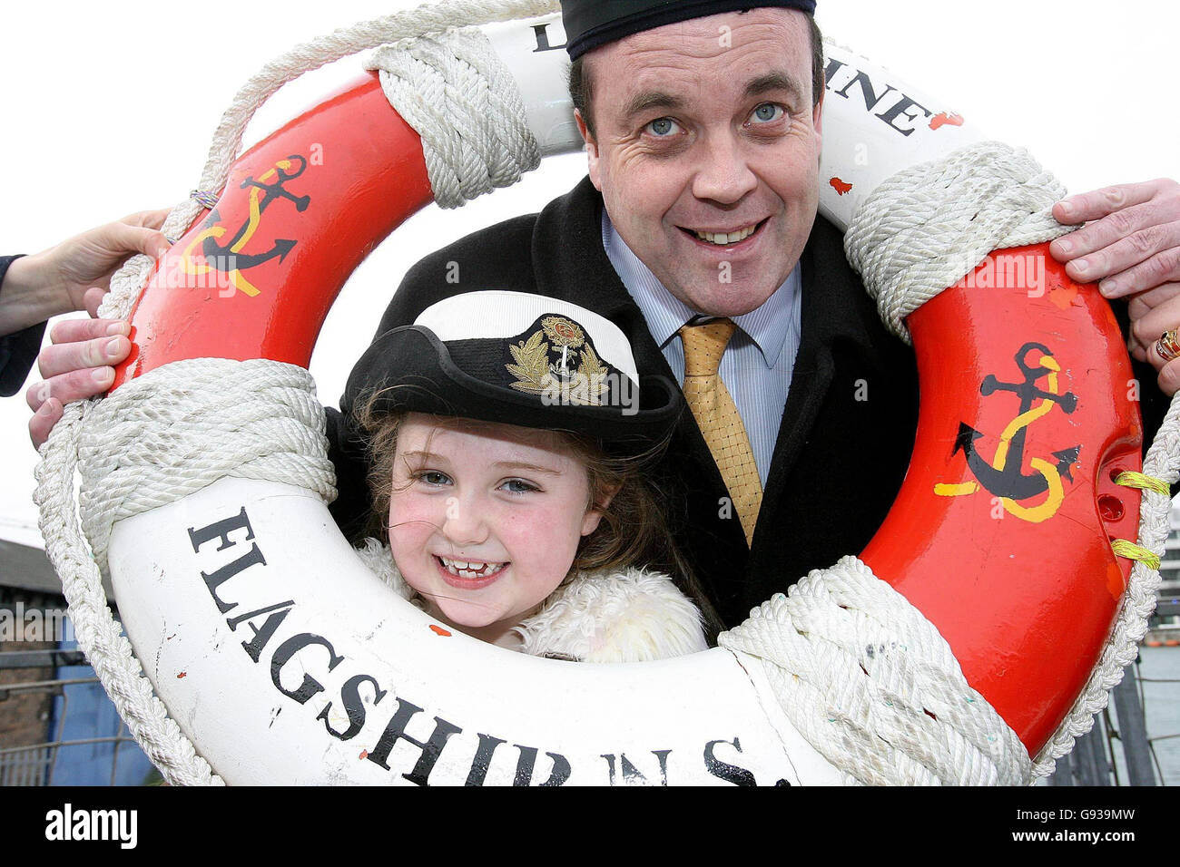 Minister for Children Brian Lenihan with Megan Murphy, 6, from Dublin aboard the Irish Naval vessel LE Eithne, Wednesday January 18, 2006, after it was announced that the ship is being deployed to South America. Commander Mark Mellet will be taking the LE Eithne's helm on next month's voyage to South America where Admiral William Brown's defence of Argentina's shores in 1814 made him a national hero. See PA Story SOCIAL Argentina Ireland. PRESS ASSOCIATION Photo. Photo credit should read: Julien Behal/PA Stock Photo