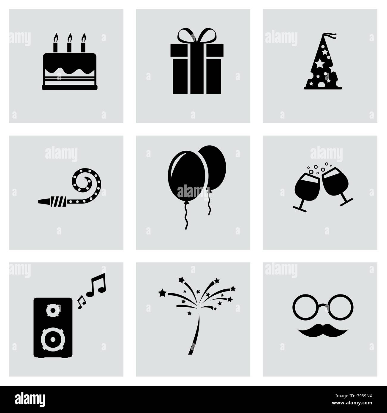 Vector black birthday icon set Stock Vector Image & Art - Alamy