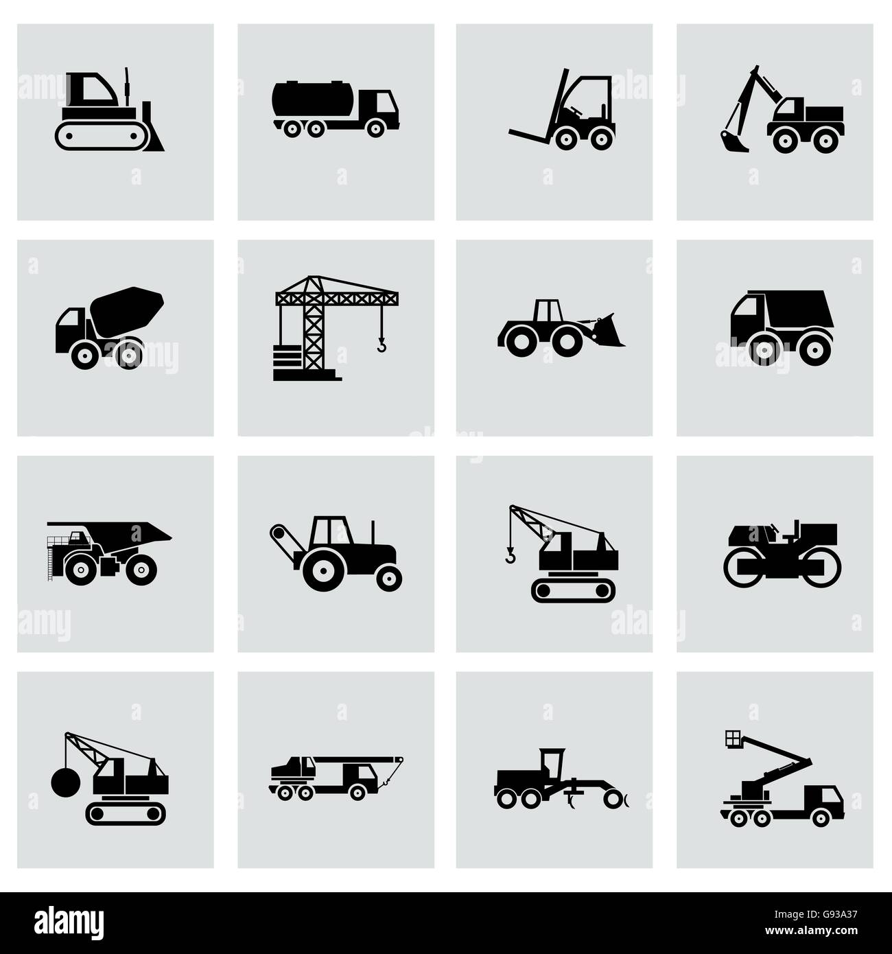 Vector black construction transport icon set Stock Vector Image & Art ...