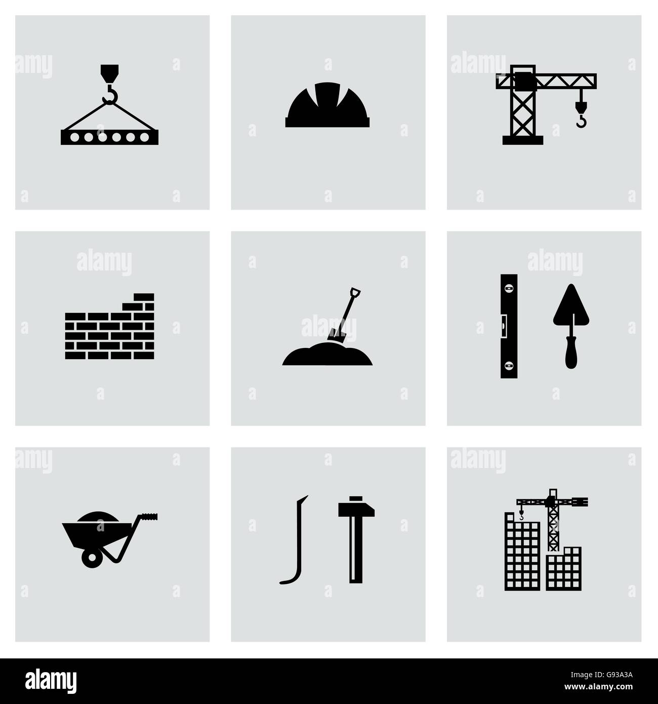 Vector black construction icon set Stock Vector Image & Art - Alamy