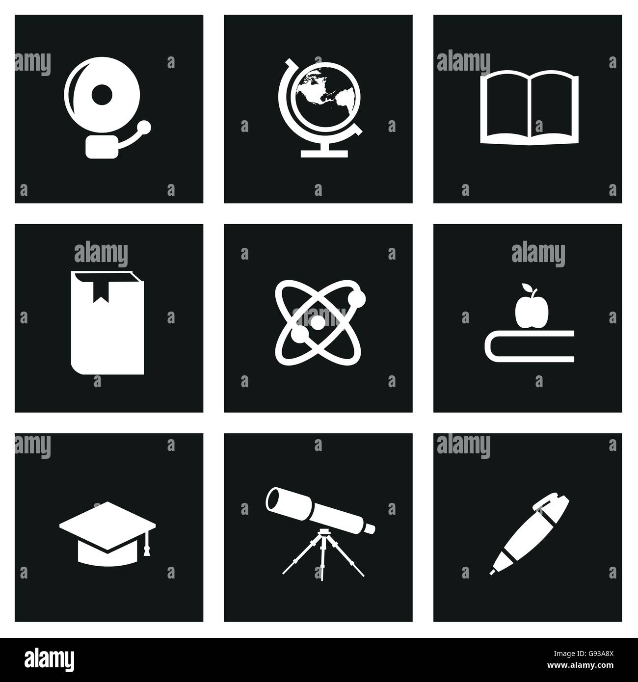 Vector black education icon set Stock Vector Image & Art - Alamy