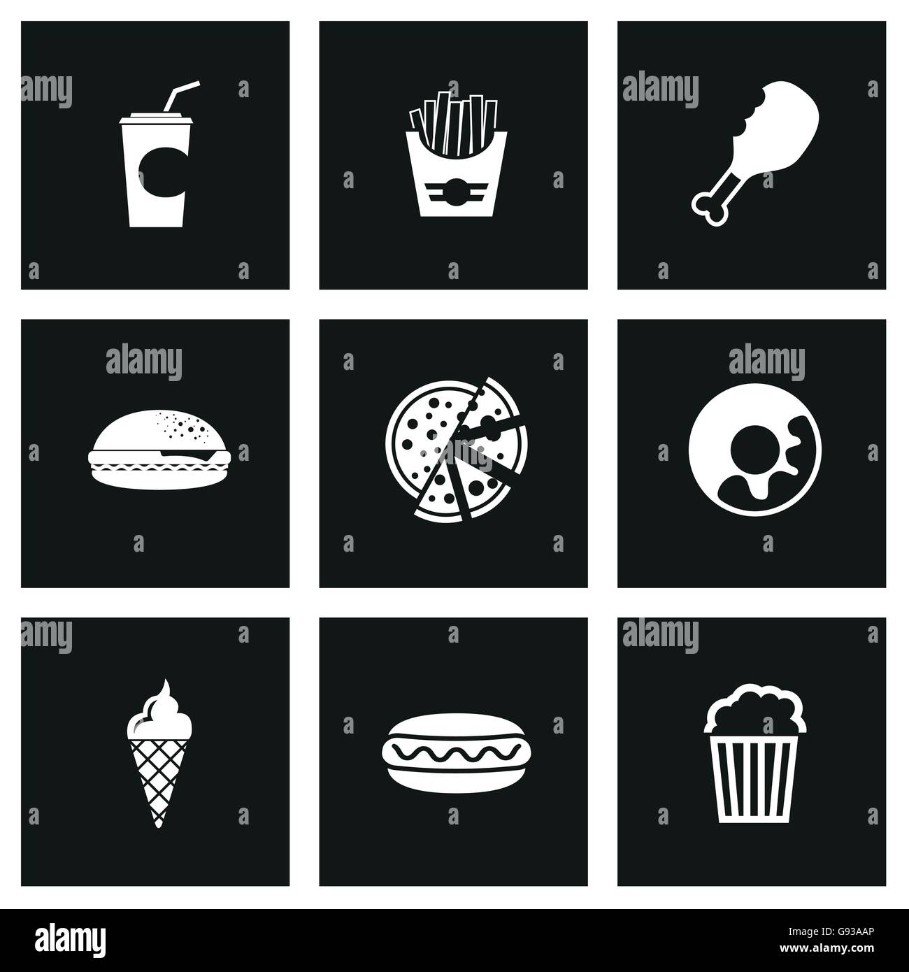 Vector black fast food icon set Stock Vector Image & Art - Alamy