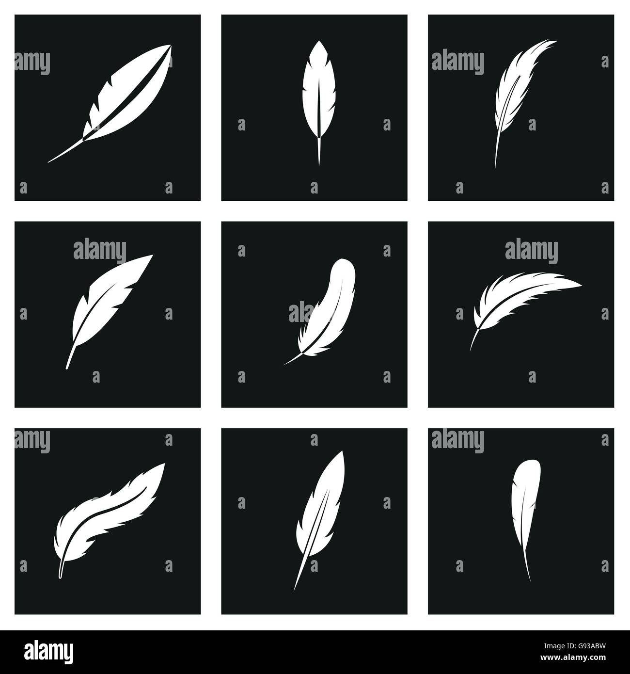 Vector black feather icon set Stock Vector Image & Art - Alamy