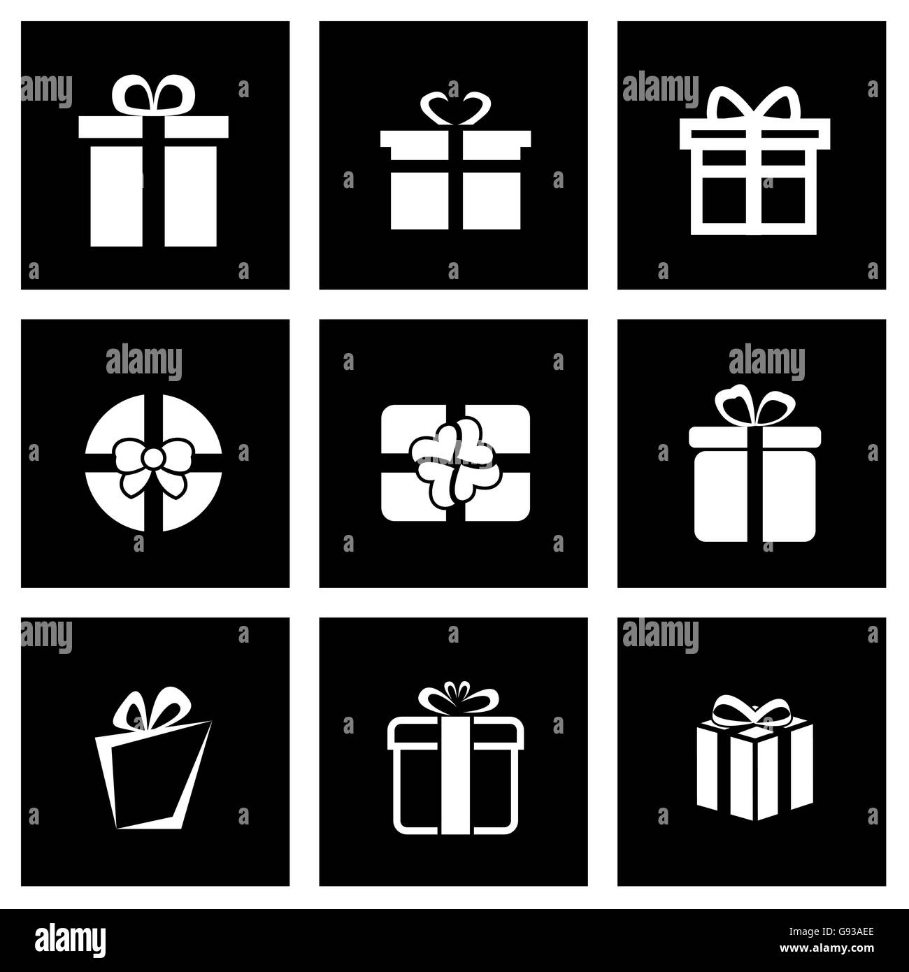 Vector black gift icon set Stock Vector Image & Art - Alamy