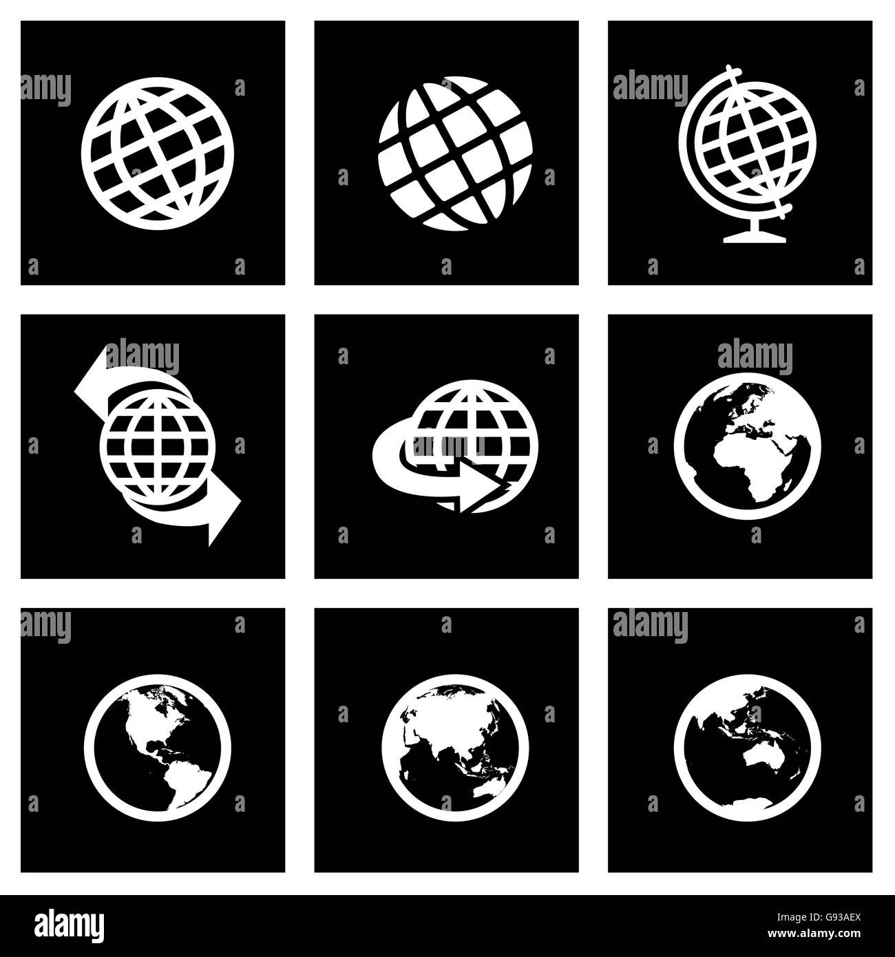 Vector black globe icon set Stock Vector Image & Art Alamy