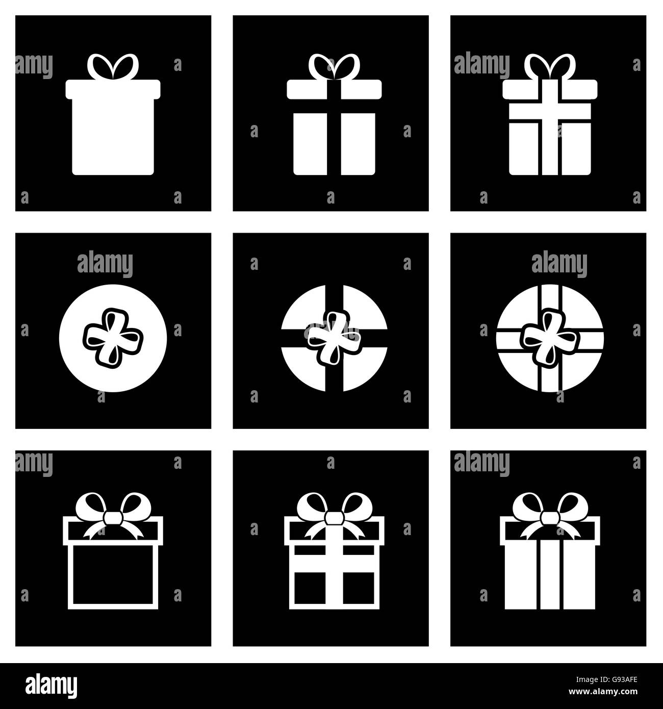 Vector black gift icon set Stock Vector Image & Art - Alamy