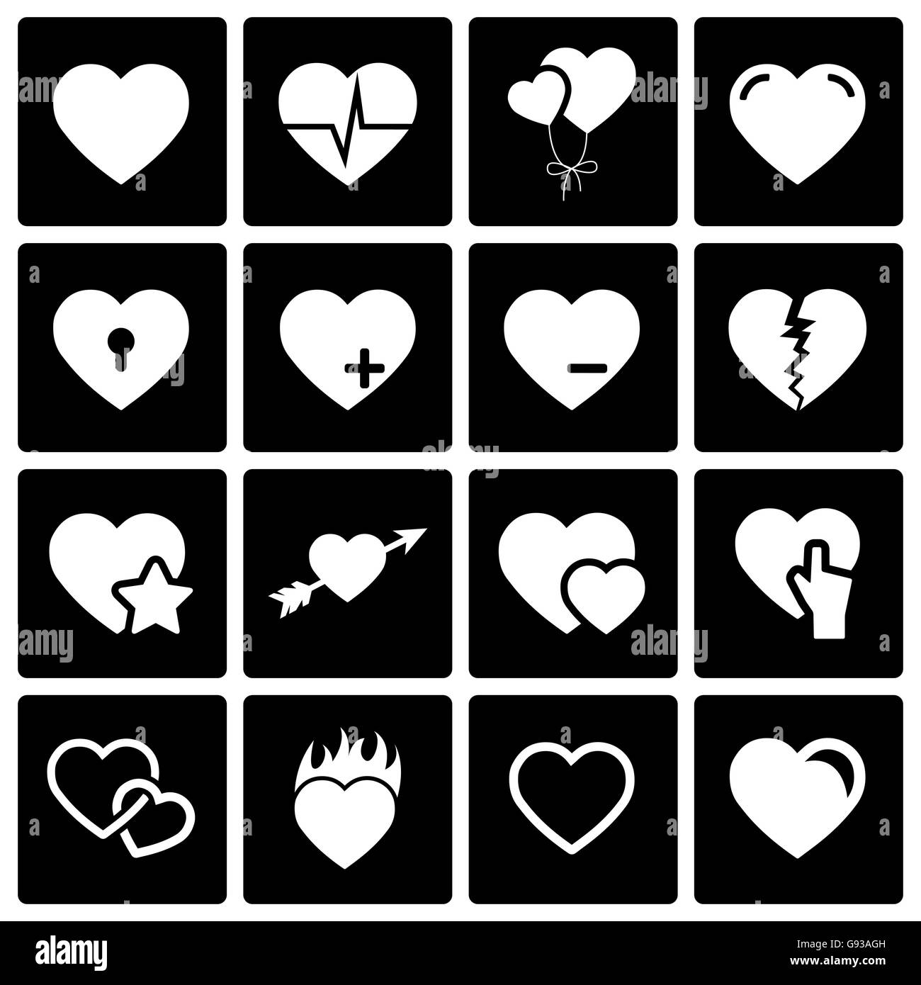 Vector black hearts icon set Stock Vector Image & Art - Alamy