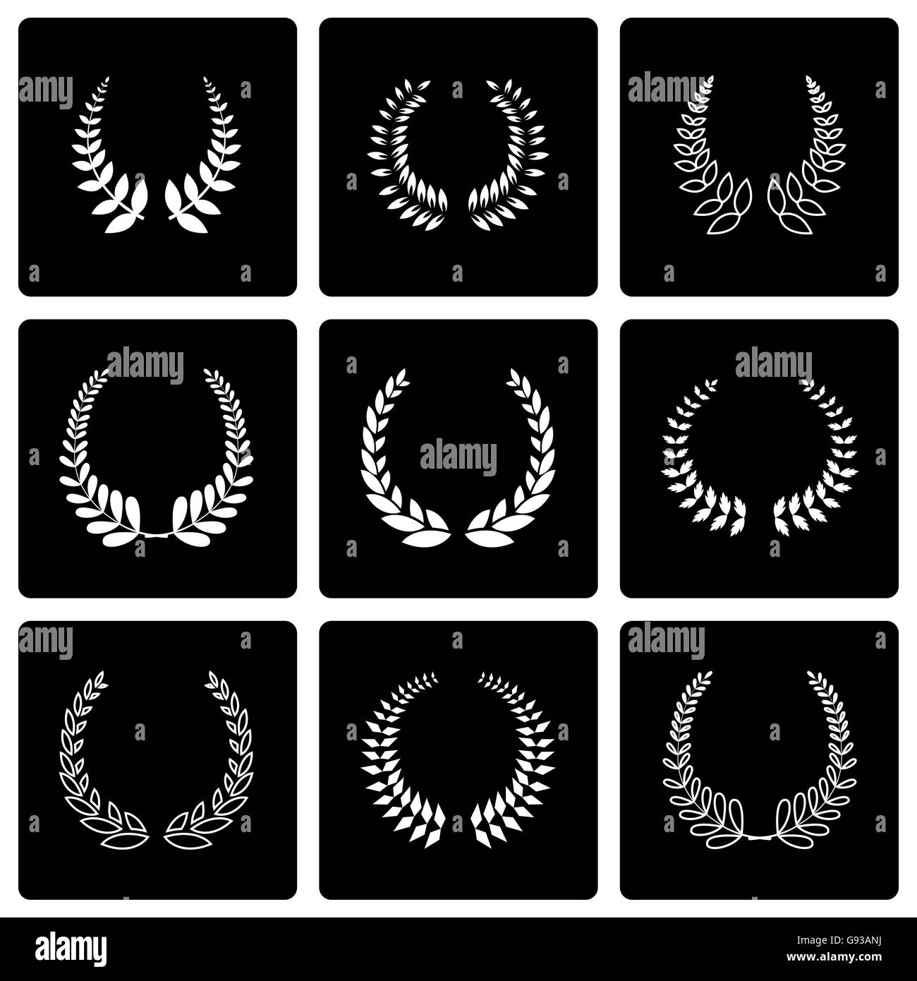 Vector black laurel wreaths icon set Stock Vector Image & Art - Alamy