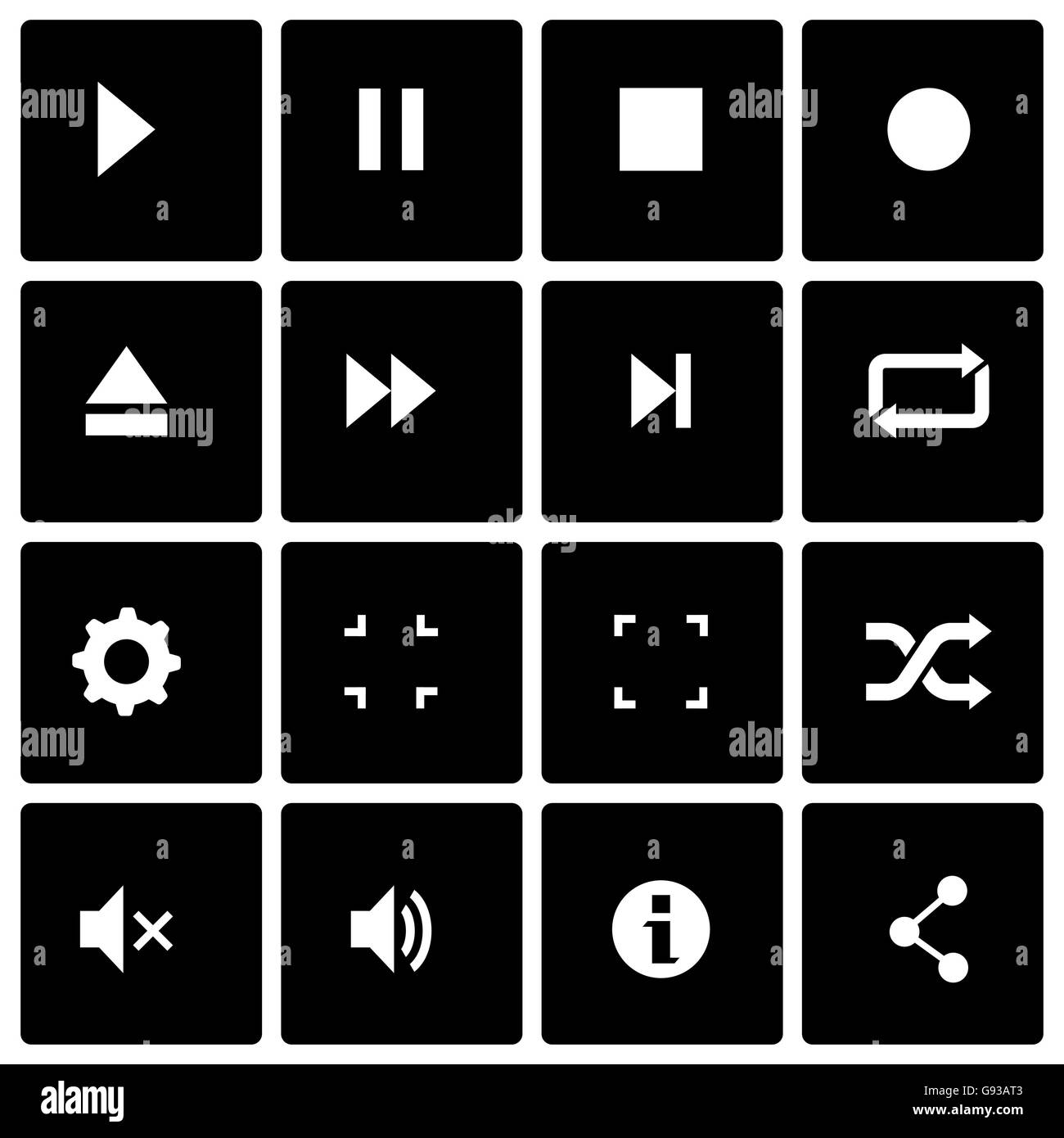 Vector black media player icon set Stock Vector Image & Art - Alamy
