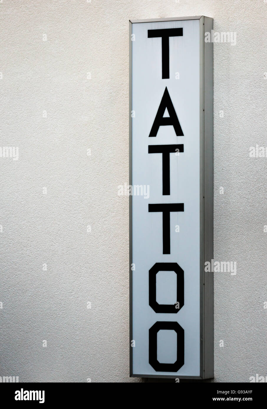 tattoo sign label plate tag signboard Stock Photo
