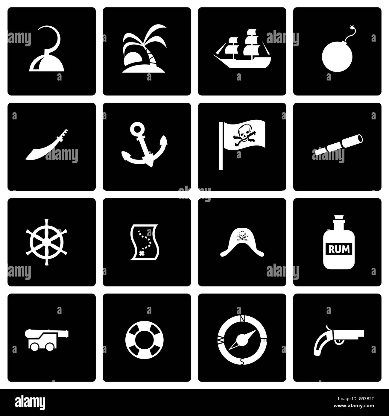 Vector black pirate icon set Stock Vector Image & Art - Alamy