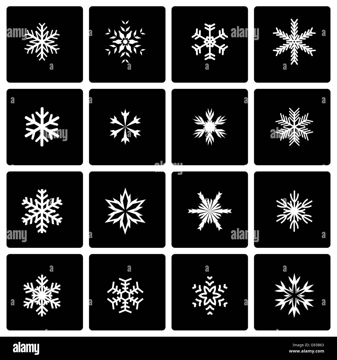 Vector black snowflake icon set Stock Vector Image & Art - Alamy
