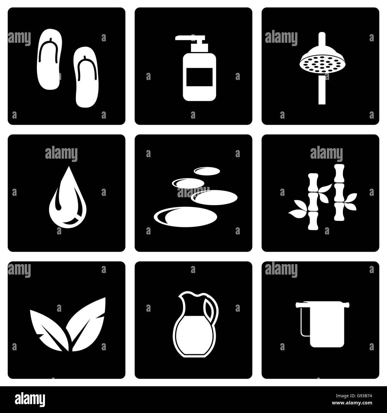 Vector black spa icon set Stock Vector Image & Art - Alamy