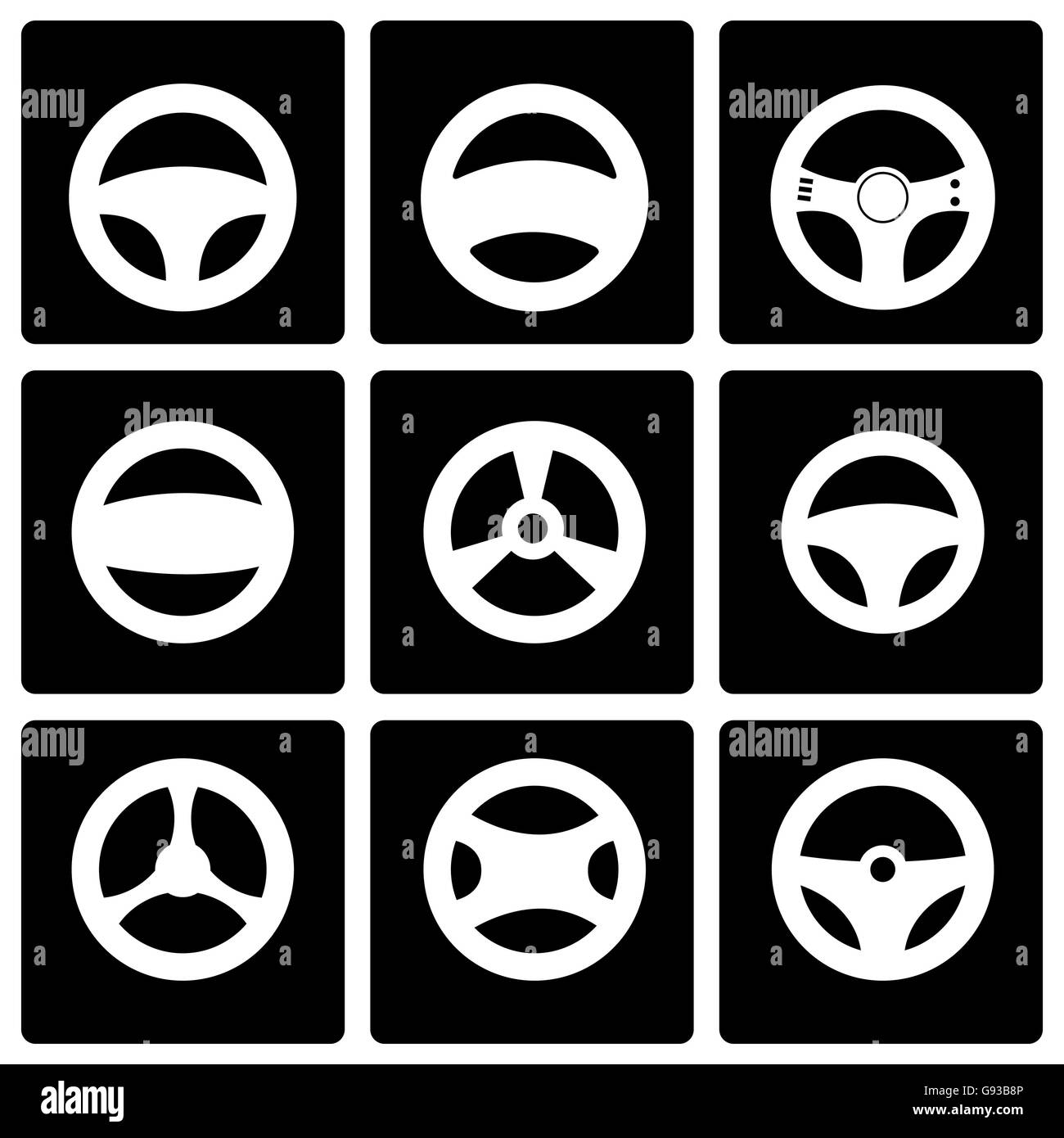 Vector black steering wheels icon set Stock Vector Image & Art Alamy
