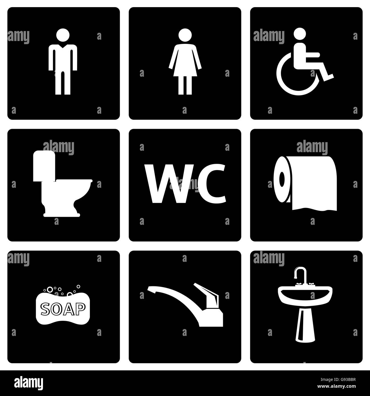 Vector black toilet icon set Stock Vector Image & Art - Alamy