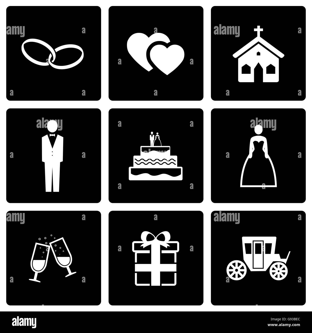 Vector black wedding icon set Stock Vector Image & Art - Alamy