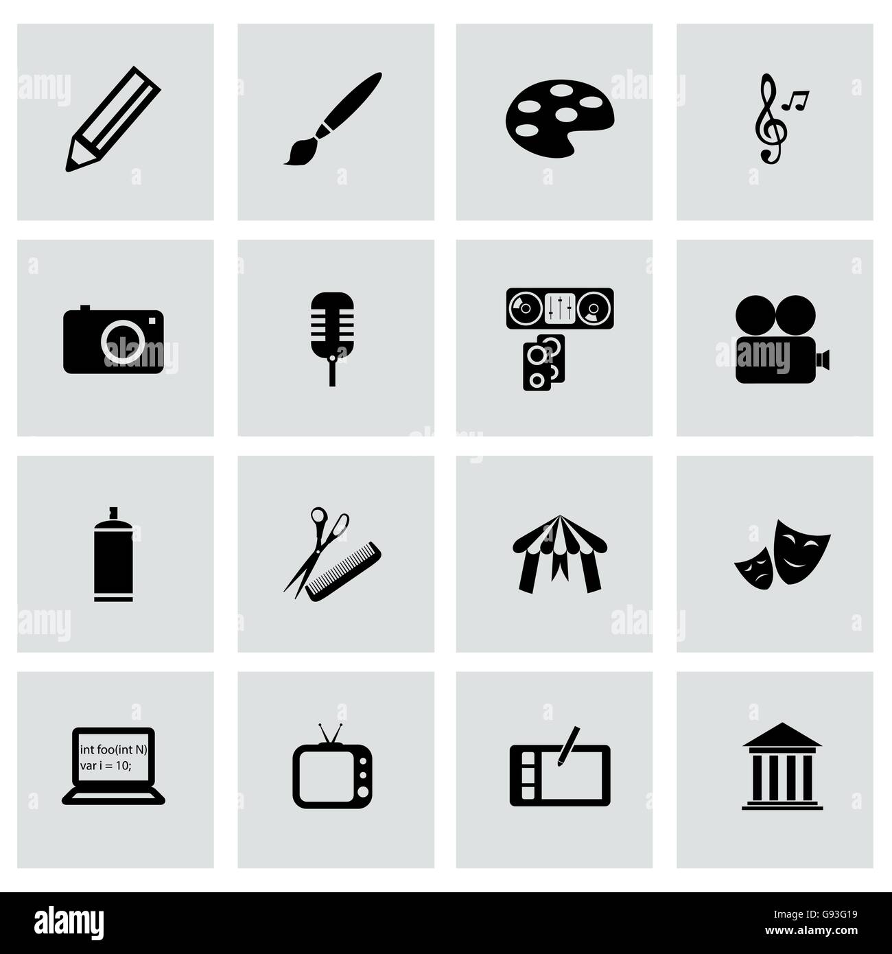 Vector black art icons set Stock Vector Image & Art - Alamy
