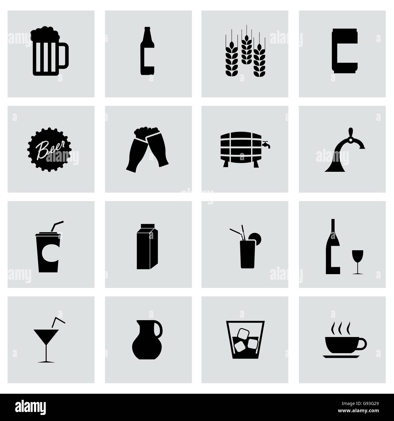 Vector black beverages icons set Stock Vector Image & Art - Alamy