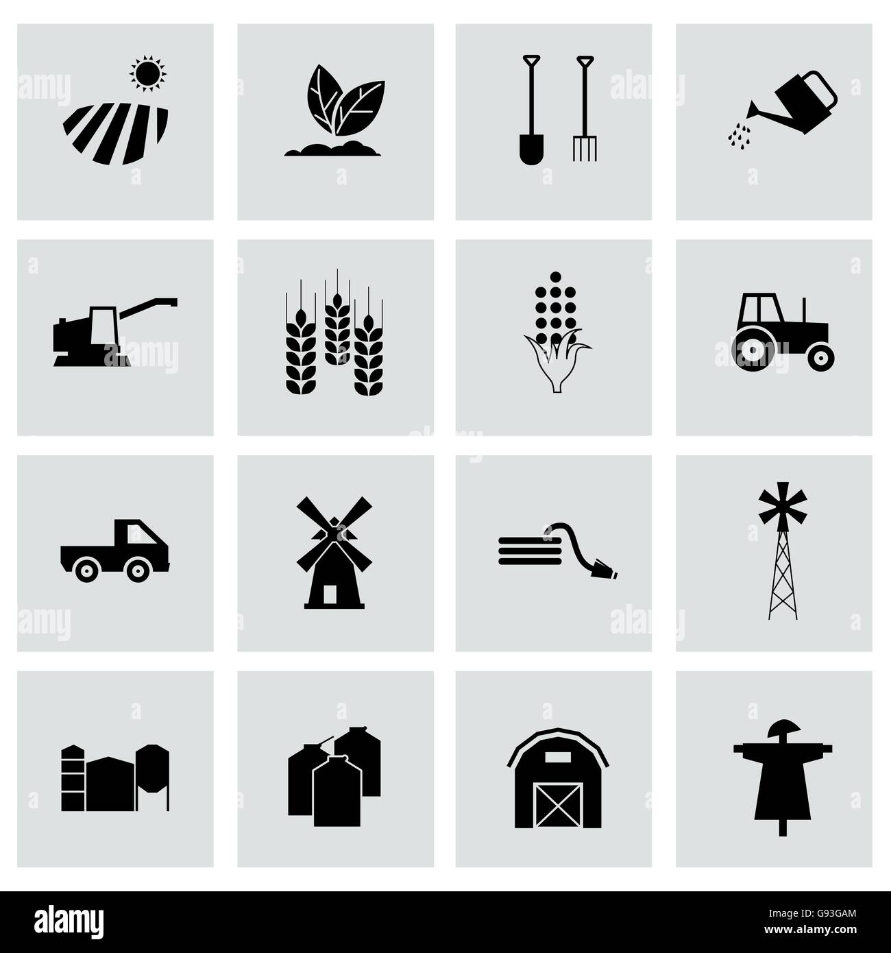 Vector black farming icons set Stock Vector Image & Art - Alamy