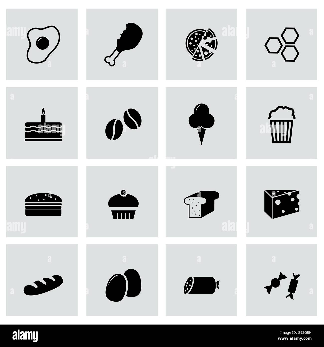 Vector black food icons set Stock Vector Image & Art - Alamy