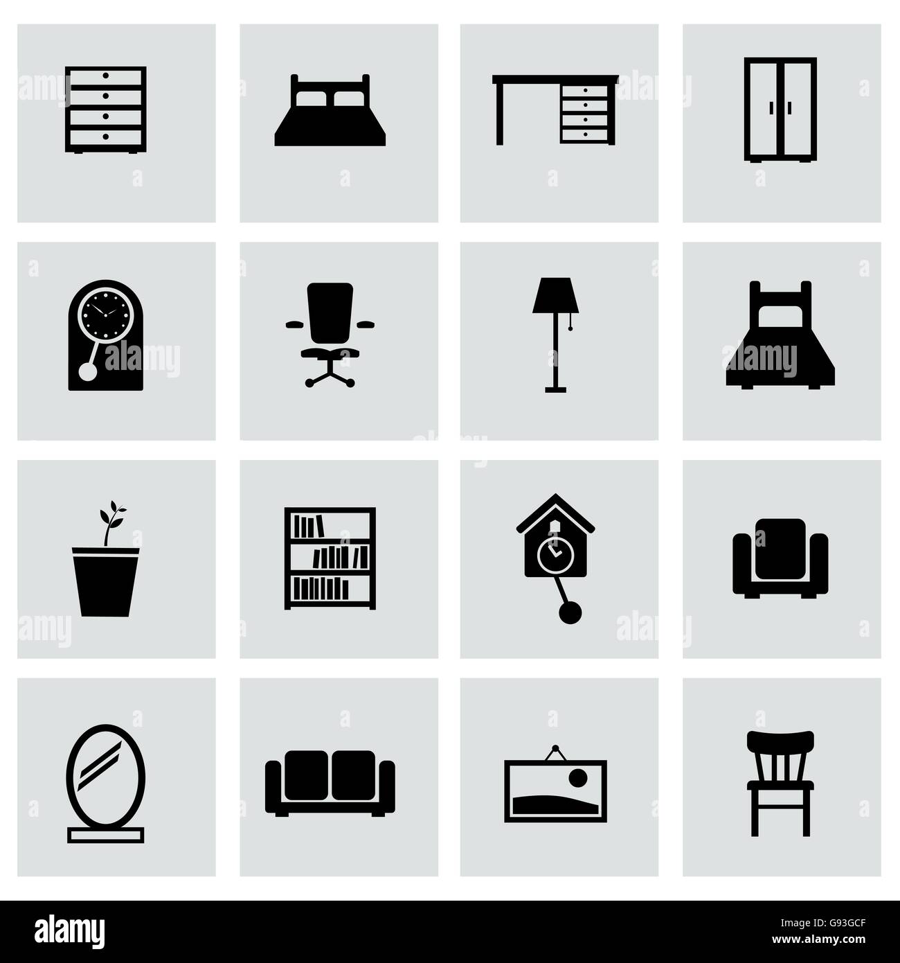 Vector black furniture icons set Stock Vector Image & Art - Alamy
