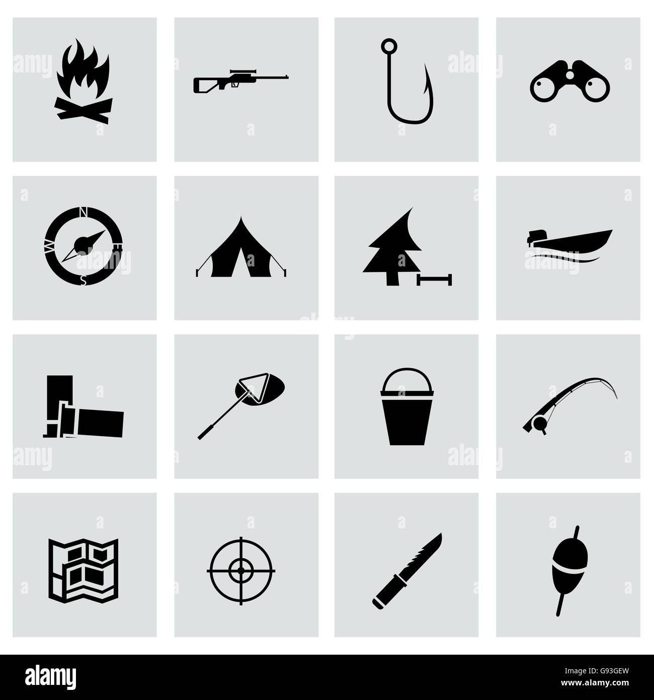 Vector black hunting icons set Stock Vector Image & Art - Alamy