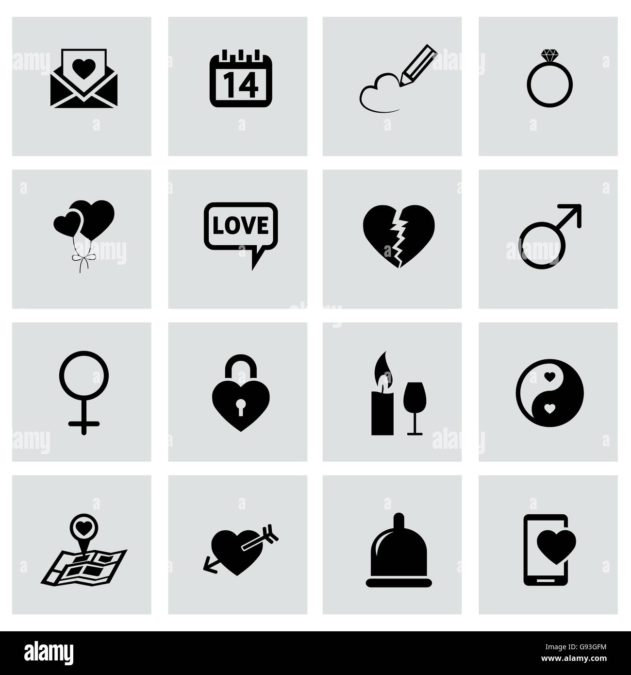 Vector black love icons set Stock Vector Image & Art - Alamy