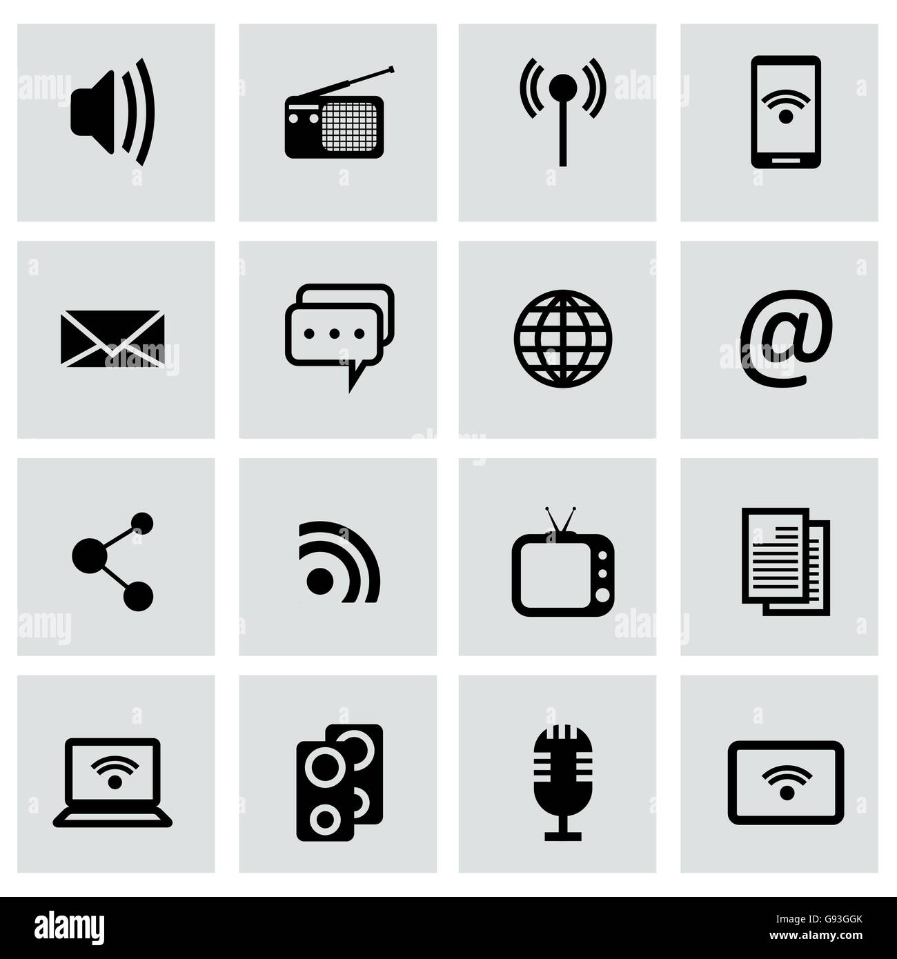 Vector black media icons set Stock Vector Image & Art - Alamy
