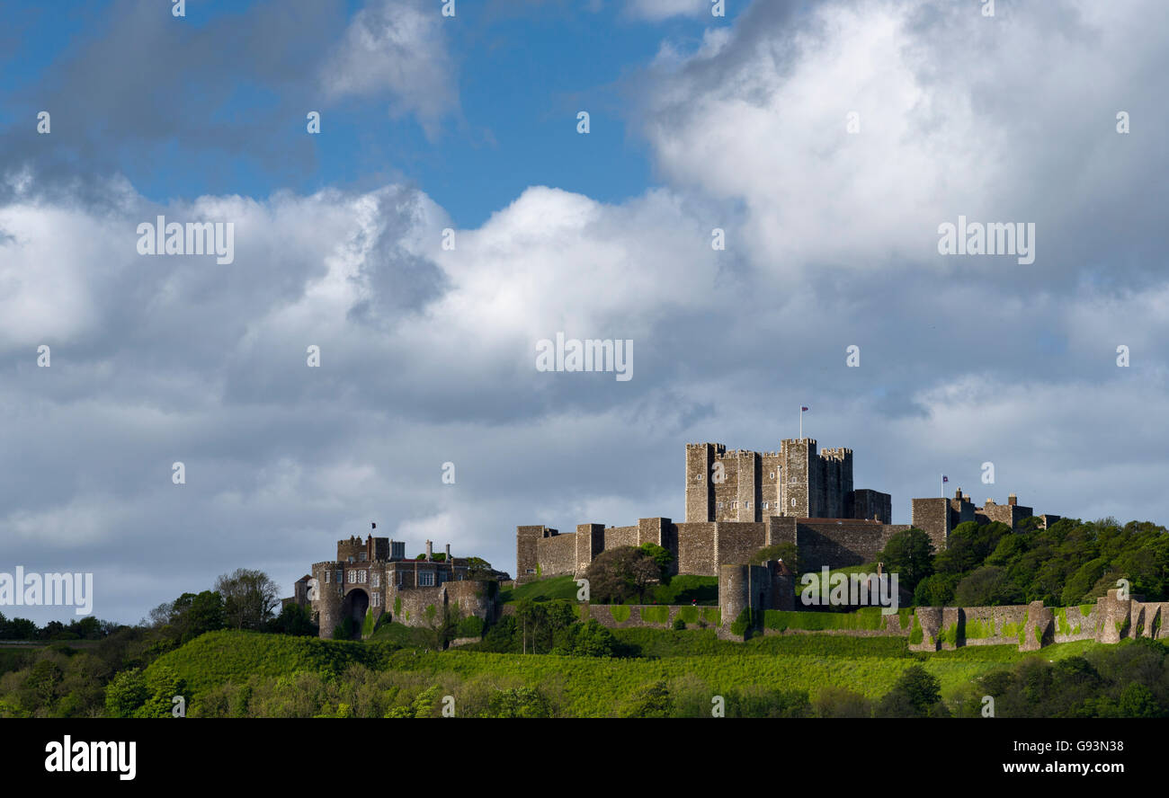 The iconic Dover Castle under a dramatic sky. Stock Photo