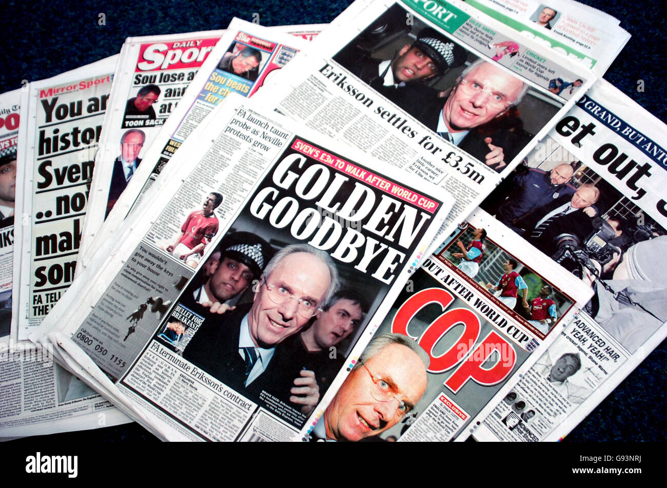 Soccer - Sven Goran Eriksson - Newspaper Articles Stock Photo
